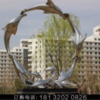 不锈钢海豚雕塑不锈钢动物雕塑广场不锈钢雕塑