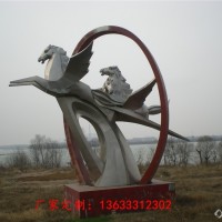 山西康大雕塑 不锈钢飞马 不锈钢奶牛 不锈钢凤凰 动物不锈钢