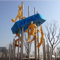 宁波万科体育公园足球运动员雕塑 304不锈钢雕塑工厂定制