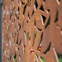 四川成都自然复古锈红色园林景观装饰厂家来图承接制作