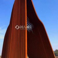 湖北耐候钢景墙制作Q235NH耐候钢镂空雕刻铁锈色园林景观造型