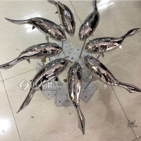 眾鈺金屬制品不銹鋼魚群水景雕塑大魚小魚園林景觀裝飾